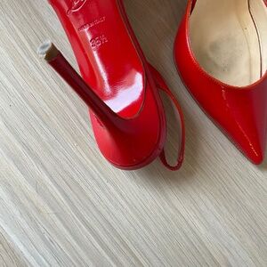 Christian Louboutin Red Leather Patent Slingback . Size 5.5